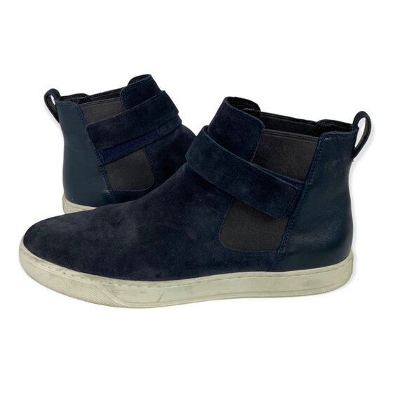 Vince Blue Belmont High Top‎ Sneakers Flat Shoes Mens Size 11 Italian Calf Suede - Picture 4 of 12